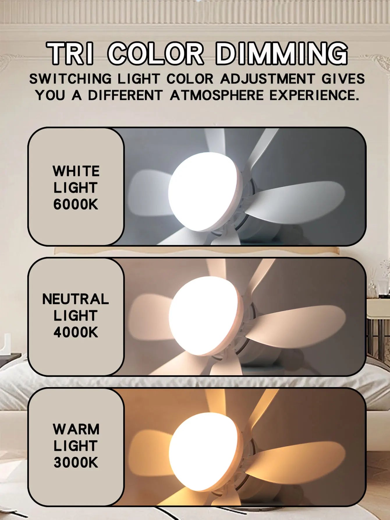 Ventilador de Techo con Luz LED y Control Remoto – Silencioso y Ajustable