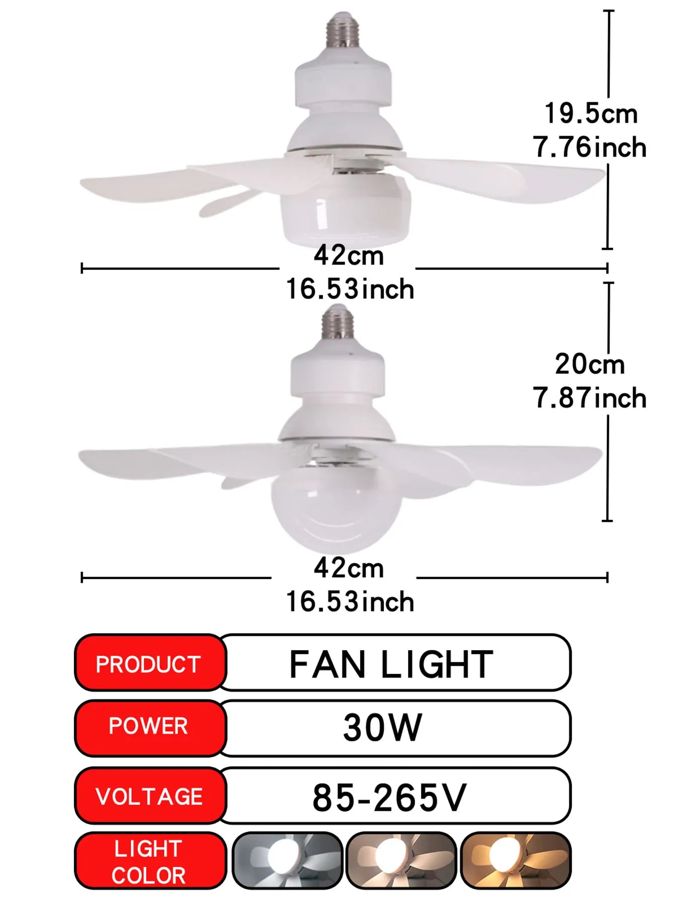 Ventilador de Techo con Luz LED y Control Remoto – Silencioso y Ajustable