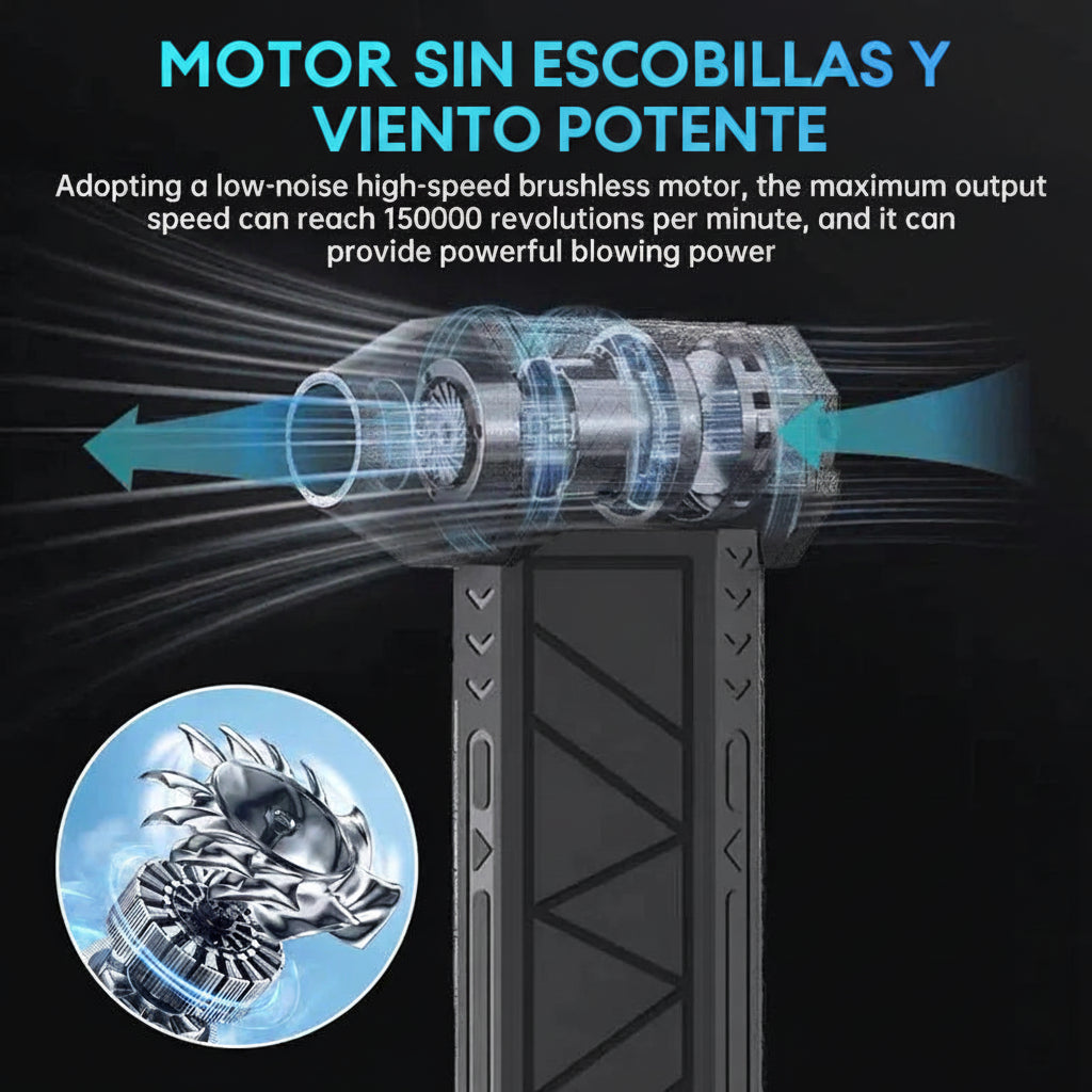 Sopladora de Aire Eléctrica Recargable 130,000 RPM con Luz LED