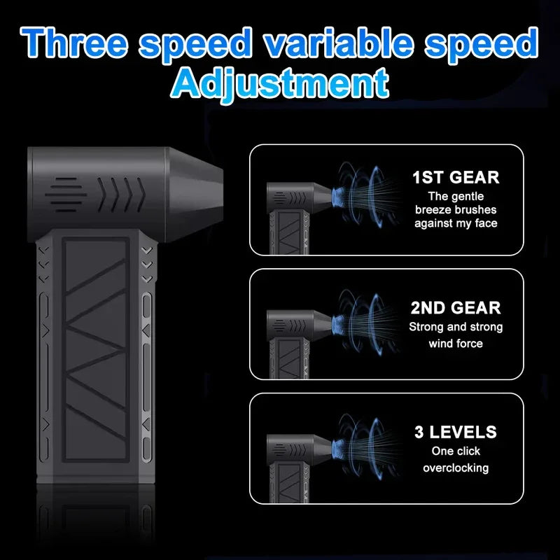 Sopladora de Aire Eléctrica Recargable 130,000 RPM con Luz LED